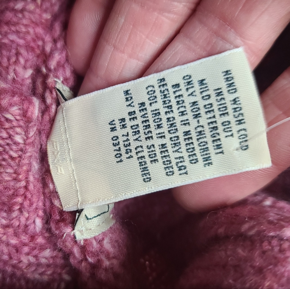 Women's Pink LL Bean Wool Blend Cardigan Turtleneck Sweater, New, Partial Tag - Picture 6 of 8